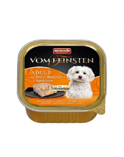 Animonda Vom Feinsten Adult mit Huhn Bananen Aprikosen 150 g paštéta pre dospelých psov s kuracím mäsom, banánom a marhuľami