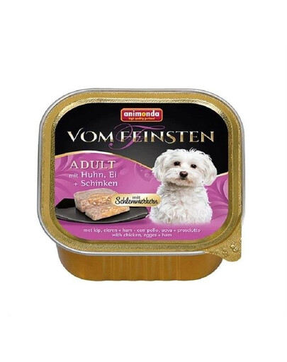 Animonda Vom Feinsten Adult mit Huhn Ei + Schinken 150g - vlhké krmivo pro dospělé psy s kuřecím masem, vejci a šunkou