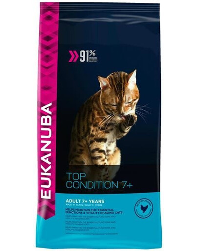 Eukanuba Top Condition 7+ Rich in Chicken granule pre mačky s kuracím mäsom 2 kg