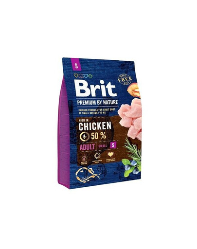 Brit Premium By Nature Adult Small Chicken 3kg - granule pro dospělé psy malých plemen s kuřecím masem 3kg