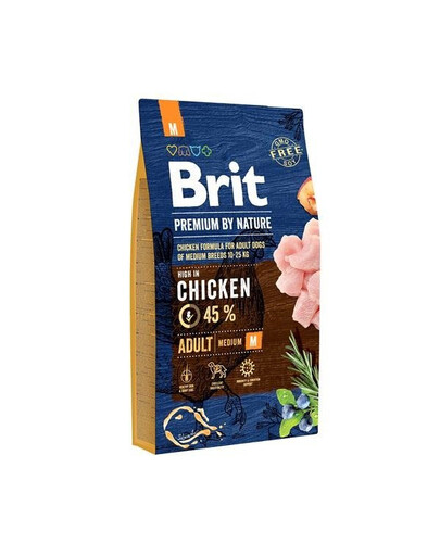 Brit Premium By Nature Adult Medium Chicken 8 kg - granule pro dospělé psy středních plemen s kuřecím masem