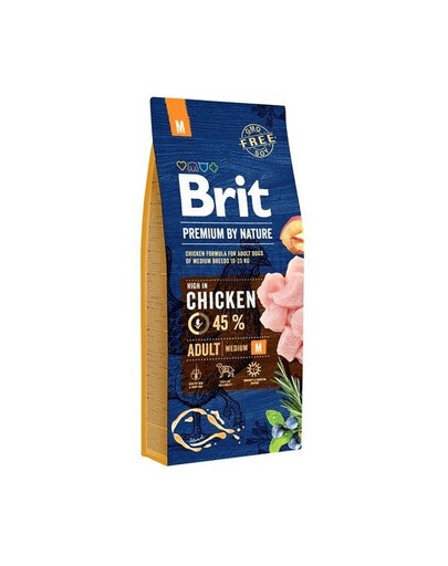 Brit Premium By Nature Adult Medium Chicken v granulách pre dospelých psov stredných plemien s kuracím mäsom 15 kg