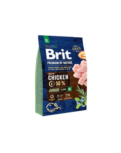 Brit Premium By Nature Junior Extra Large Chicken 3kg - granule pro mladé psy velkých plemen s kuřecím masem 3kg