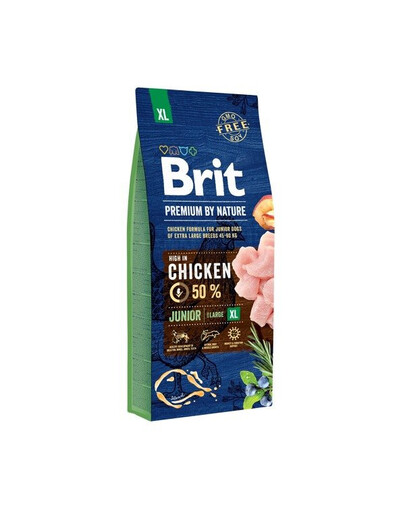 Brit Premium By Nature Junior Extra veľké kuracie pelety 15 kg pre šteňatá veľkých plemien a kurčatá