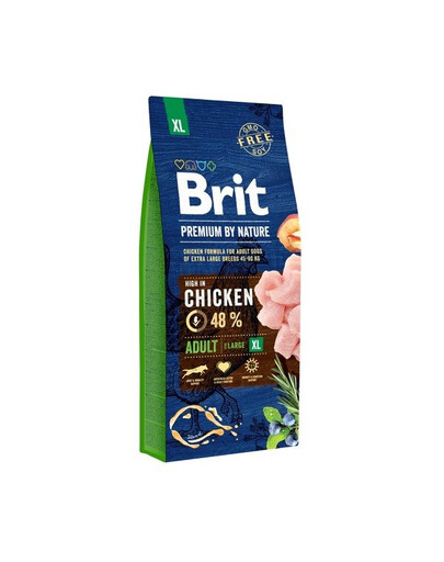 Brit Premium By Nature Adult Extra veľké kuracie pelety 15 kg kuracie pelety pre dospelých veľkých plemien