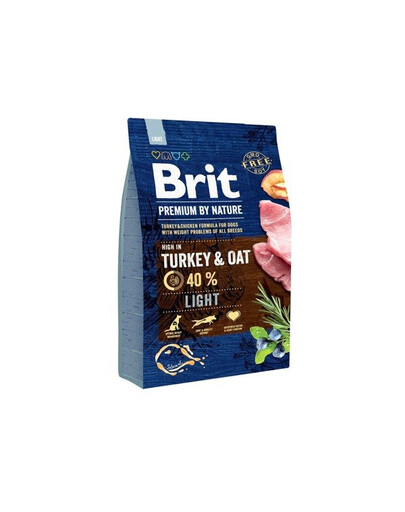 Brit Premium By Nature Light Turkey & Oat 3 kg nízkokalorické granule pre psov s morčacím mäsom a ovsom 3 kg