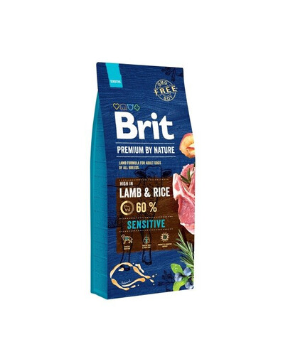 Brit Premium By Nature Sensitive Lamb & Rice 15 kg granule pre psov s jahňacinou a ryžou