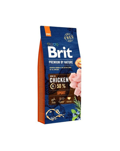 Brit Premium By Nature Sports Chicken 15 kg granule pre aktívnych psov a kurčatá