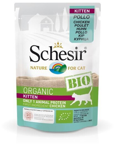 Schesir Cat Bio Kitten 85g - mokré krmivo pro koťata BIO kuře 85g