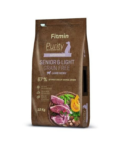 Fitmin Purity Senior&Light Grain Free Lamb - granule bez obilovin pro starší psy 12 kg