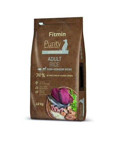 Fitmin Purity Adult Rice Fish & Venison 12 kg - granule pro dospělé psy