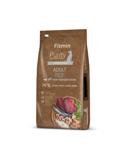 Fitmin Purity Adult Rice Fish & Venison 12 kg - granule pro dospělé psy