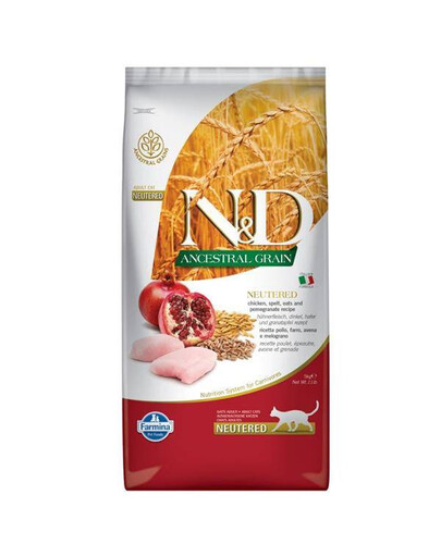 Farmina N&D Ancestral Grains Kastrované kura pre dospelých 5 kg - Suché kuracie krmivo pre dospelé mačky