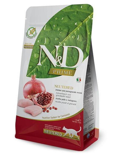 N&D Prime Cat granule s kuřetem a granátovým jablkem pro dospělé kočky 1,5 kg