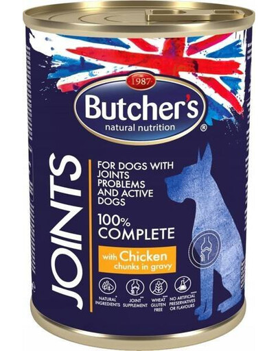 Butcher's Functional Dog Joints Chicken Meatballs  Gravy 400 g - klouby posilující konzerva pro dospělé psy