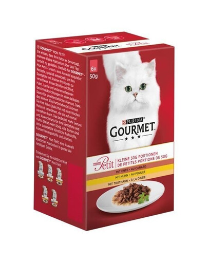 Gourmet Mon Petit Kurča v omáčke 6 x 50 g mokré krmivo pre mačky Kurča v omáčke 6 x 50 g