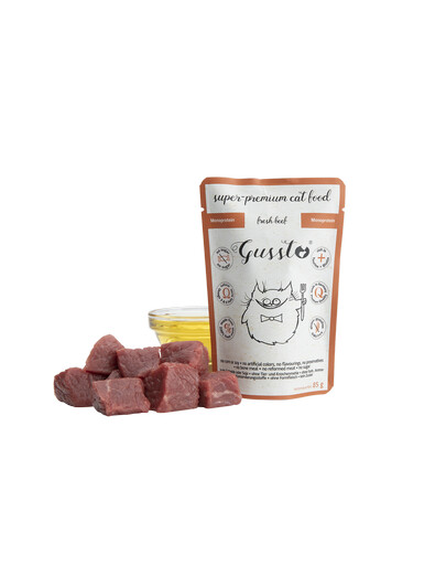 Gussto Fresh Beef vrecko pre mačky s hovädzím mäsom 85 g