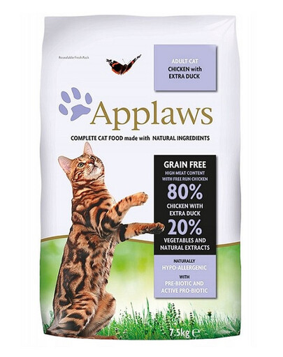 APPLAWS Dry Cat Adult granule pre dospelé mačky s kačacím mäsom a kuracím mäsom 7,5 kg