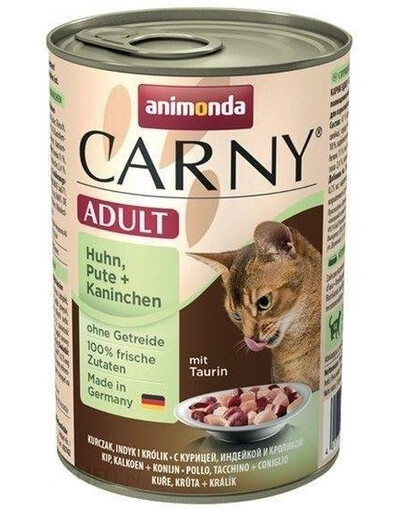 Animonda Carny Adult Huhn Pute Kaninchen 400g - mokré krmivo pre dospelé mačky s kuracím, morčacím a králičím mäsom 400g