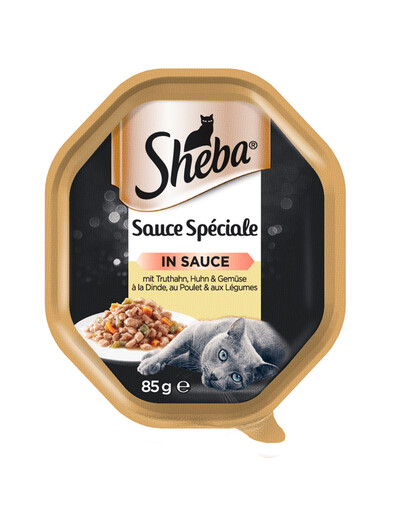 SHEBA Sauce Speciale s krůtím masem, kuřecím masem a zeleninou 85g - mokré krmivo pro kočky v omáčce