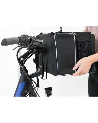 Nosič na predné koleso, čierny/sivý, 41 × 26 × 26 cm na prepravu psa alebo mačky