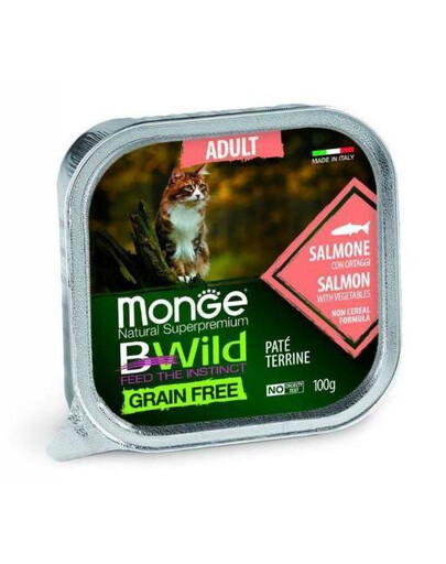 MONGE BWild Cat Adult paštéta pre mačky s lososom pre mačky s lososom 100 g