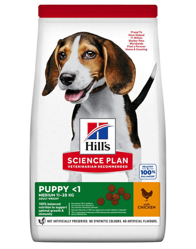 HILL'S Science Plan Puppy Medium Chicken granule pre šteňatá stredných plemien s kuracím mäsom 14 kg