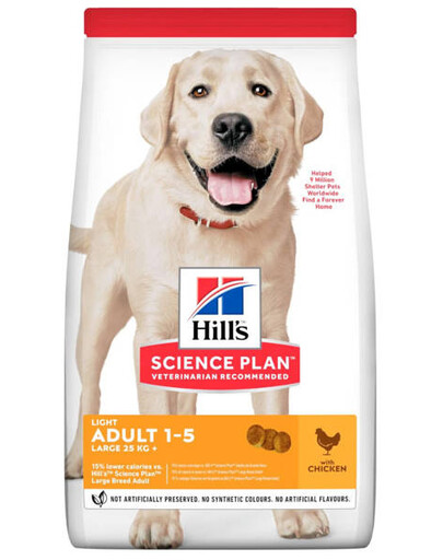 HILL'S Science Plan Adult Light Large Breed Chicken granule pre psy veľkých plemien s kuracím mäsom 14 kg