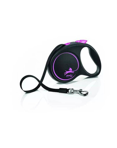 FLEXI Automatické vodítko Black Design M popruh 5 m barva růžová