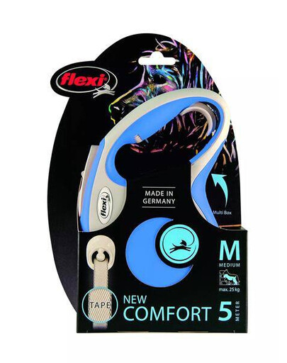 FLEXI automatické vodítko New Comfort M popruh 5 m, modrá