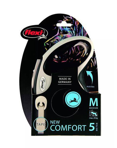 FLEXI Automatické vodítko New Comfort M popruh 5 m, čierne