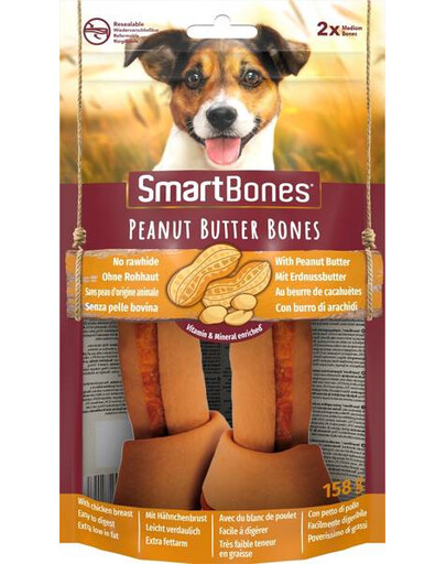 Smart Bones Peanut Butter medium 2 ks. - pamlsky pro střední psy 2ks.