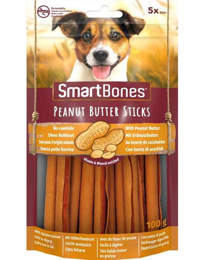 Smart Bones Peanut Butter Sticks 5 ks - maškrty pre psov s arašidovým maslom