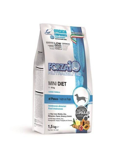 FORZA10 Mini Diet s rybami hypoalergénne granule pre dospelých psov malých plemien 1,5 kg