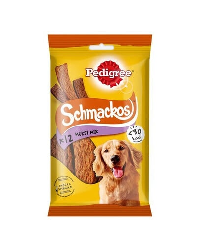 PEDIGREE Schmackos Multi Mix 86 g maškrty vo forme prúžkov pre psov s hovädzím mäsom