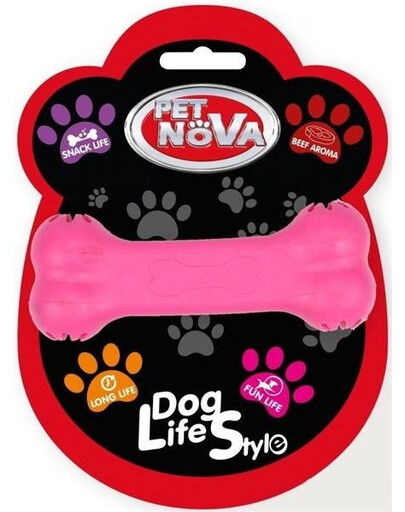 Pet Nova DOG LIFE STYLE Treat bone 11 cm ružová, hovädzia príchuť