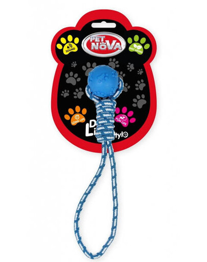 PET NOVA lopta na lane pre psa s mätovou príchuťou, 40 cm modrý