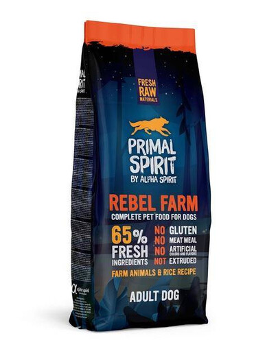 Primal 65% Rebel Farm Dog Food 12 kg granule bez obilnín pre dospelých psov všetkých plemien