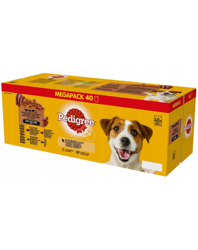 PEDIGREE Adult sáčok kapsičky mix príchutí pre psov v omáčke (hovädzie s jahňacím, jahňacie s pečeňou, hovädzie s pečeňou a kačicou) 40 x  100 g