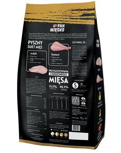 Pán Mięsko granule pre dospelých psov, morka s bažantom 9 kg