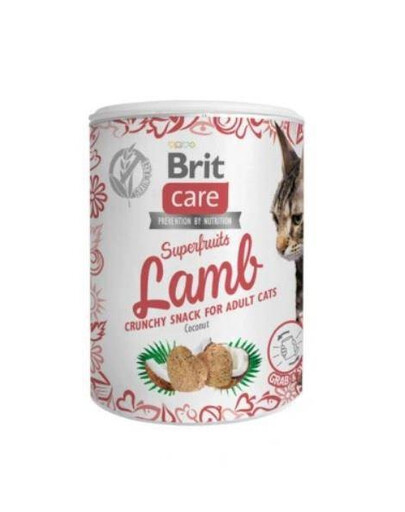 Brit Care Cat Snack Superfruits Lamb maškrty pre dospelé mačky 100 g