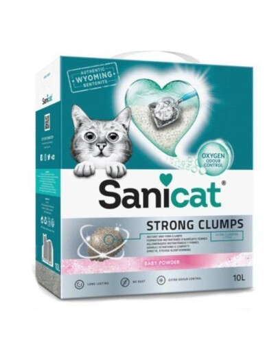 SANICAT Strong Clumps biele bentonitové podstielka pre mačky 6 l