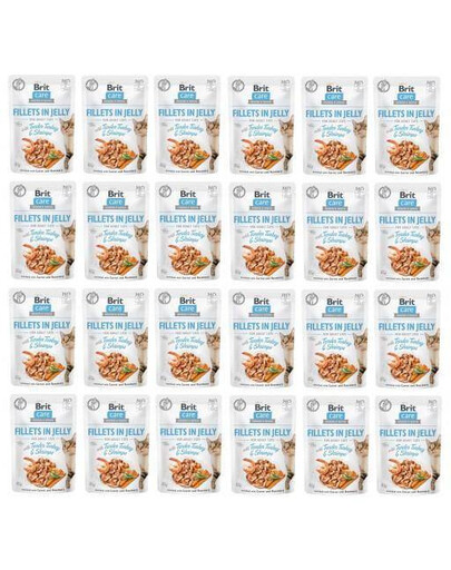 BRIT Care filety vo vrecúškach z morky a kreviet pre mačky 24x 85 g