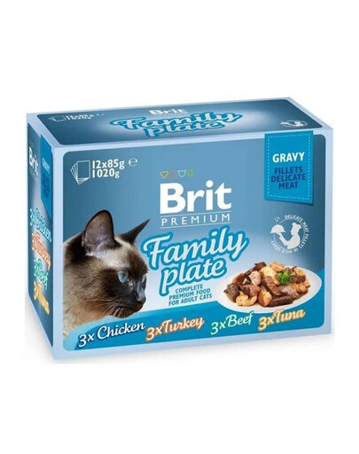 BRIT Premium Gravy Family kapsičky v omáčke pre dospelé mačky mix príchutí 48x 85 g