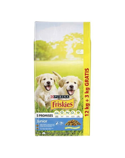 Purina Friskies 5 Promises Junior 15 kg - granule pro mladé psy s kuřecím mlékem a zeleninou