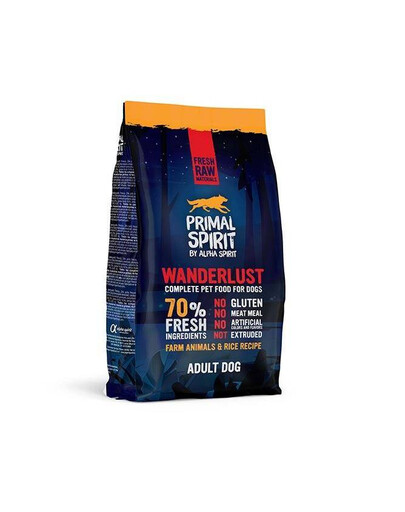 Primal 70% Wanderlust Dog Food 1 kg kompletné granule pre dospelých psov všetkých plemien