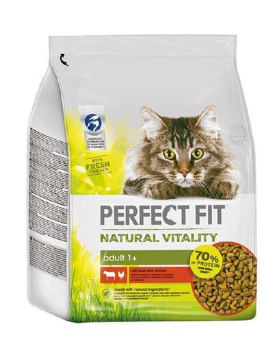 Perfect Fit Natural vitality granule s hovädzím a kuracím mäsom pre dospelé mačky 2,4 kg