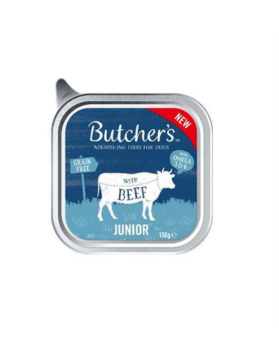 Butcher's Original Junior, s hovädzím mäsom, paštétou 150 g mokré krmivo pre šteňatá 150 g