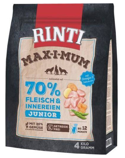 RINTI MAX-I-MUM Junior s kuracím mäsom pre šteňatá 4 kg