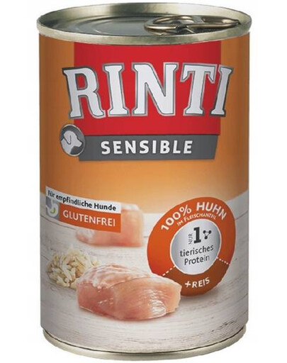 RINTI Sensible konzerva pre psov, kura s ryžou 400 g